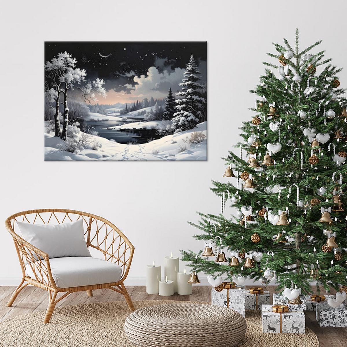 LEINWANDBILD Weihnachten 45x30cm - Schwarz, Textil (45/30cm) - Feeby