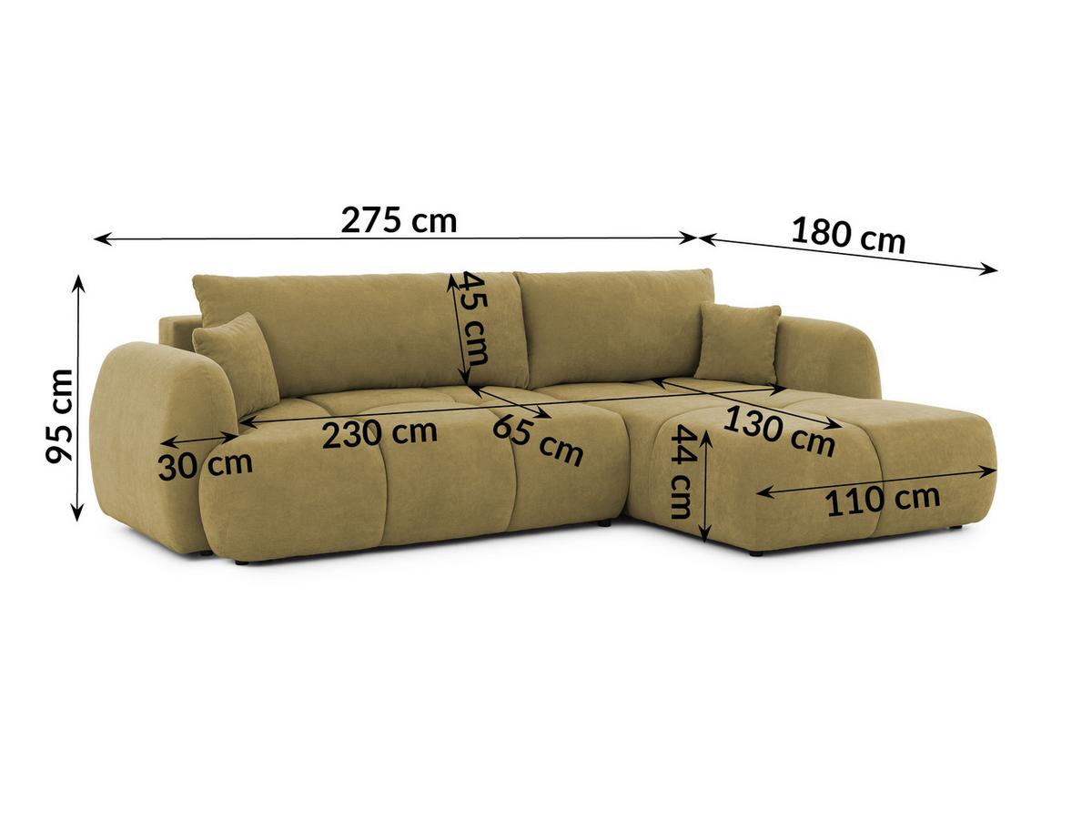 ECKSOFA Loretto aus natürlichem Grün Webstoff mit Schlaffunktion, Bettkasten und tiefen Steppungen in Bubble-Optik - Schwarz/Grün, Holz/Kunststoff (275/180cm) - S-Style