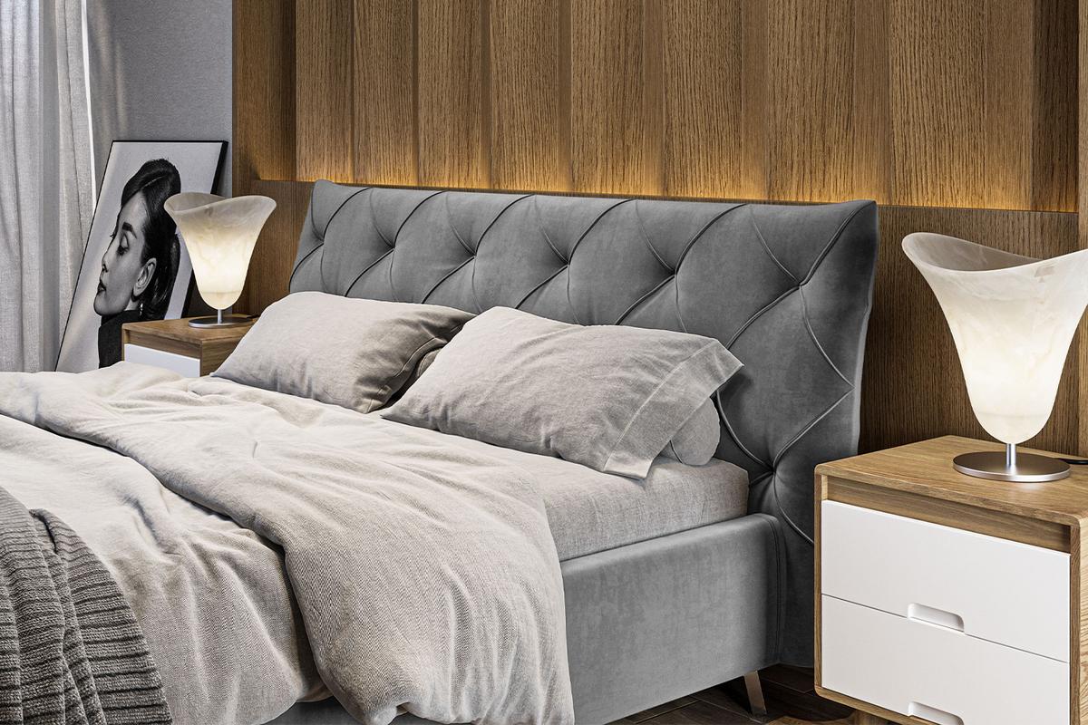 POLSTERBETT ANNY Grau Velvet - Grau, Textil (160/200cm) - KAWOLA