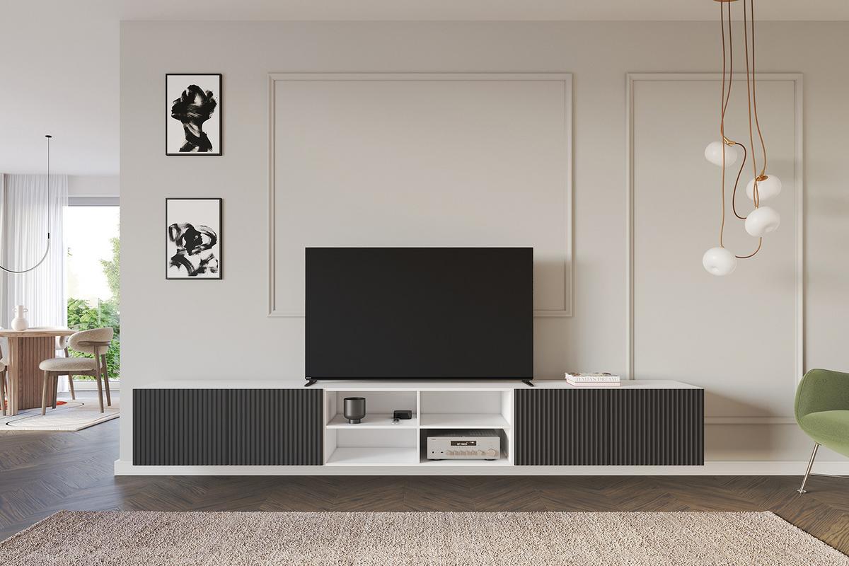LOWBOARD NOA-2-W 3x100x40x40 cm - Weiß / Schwarz - Schwarz, Holzwerkstoff (300/40/40cm) - ALTDECOR