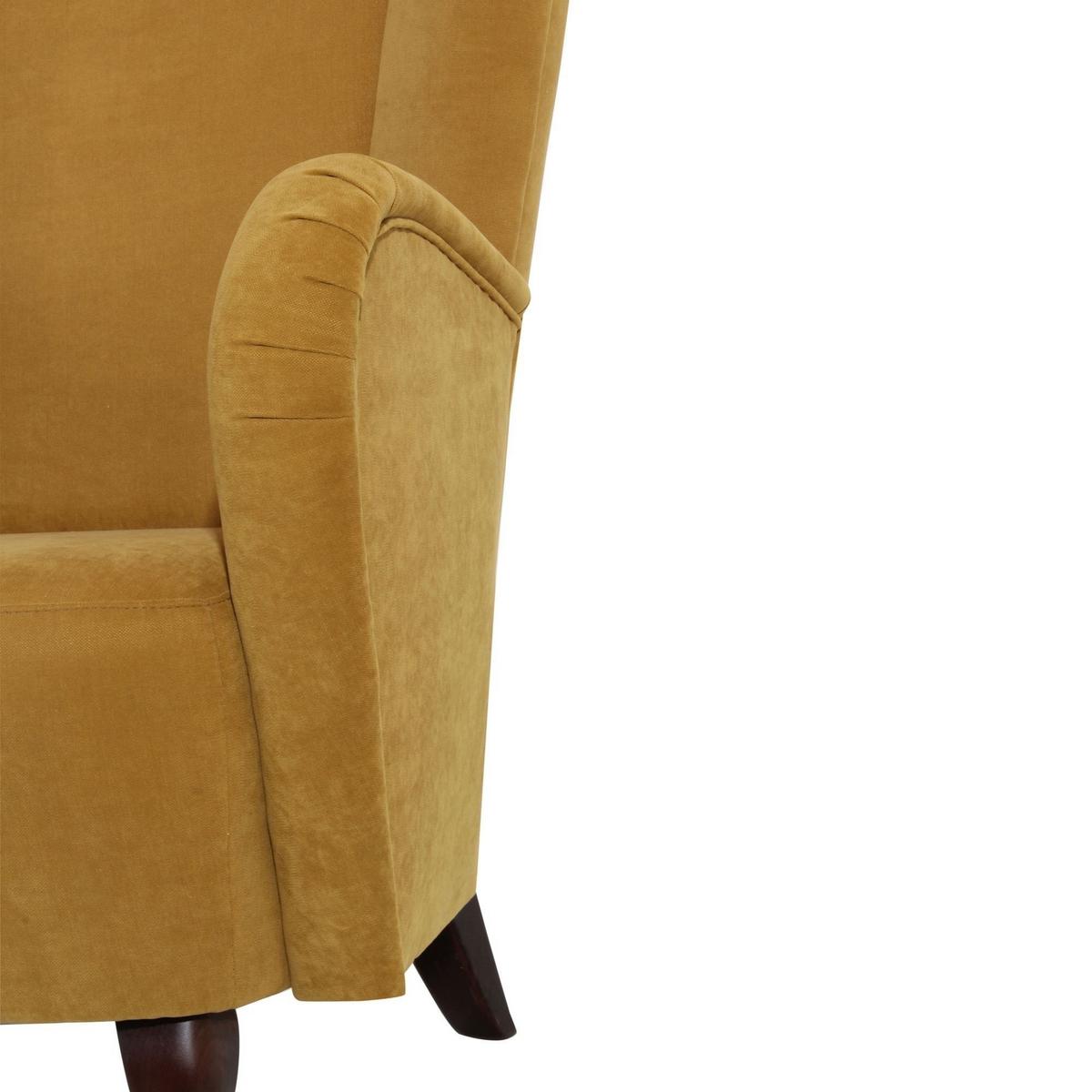 HOCHLEHNSESSEL Kailey Bezug Velourstoff Buche nussbaum dunkel / mais - Gelb, Kunststoff (96/122/89cm) - 58aufmkessel