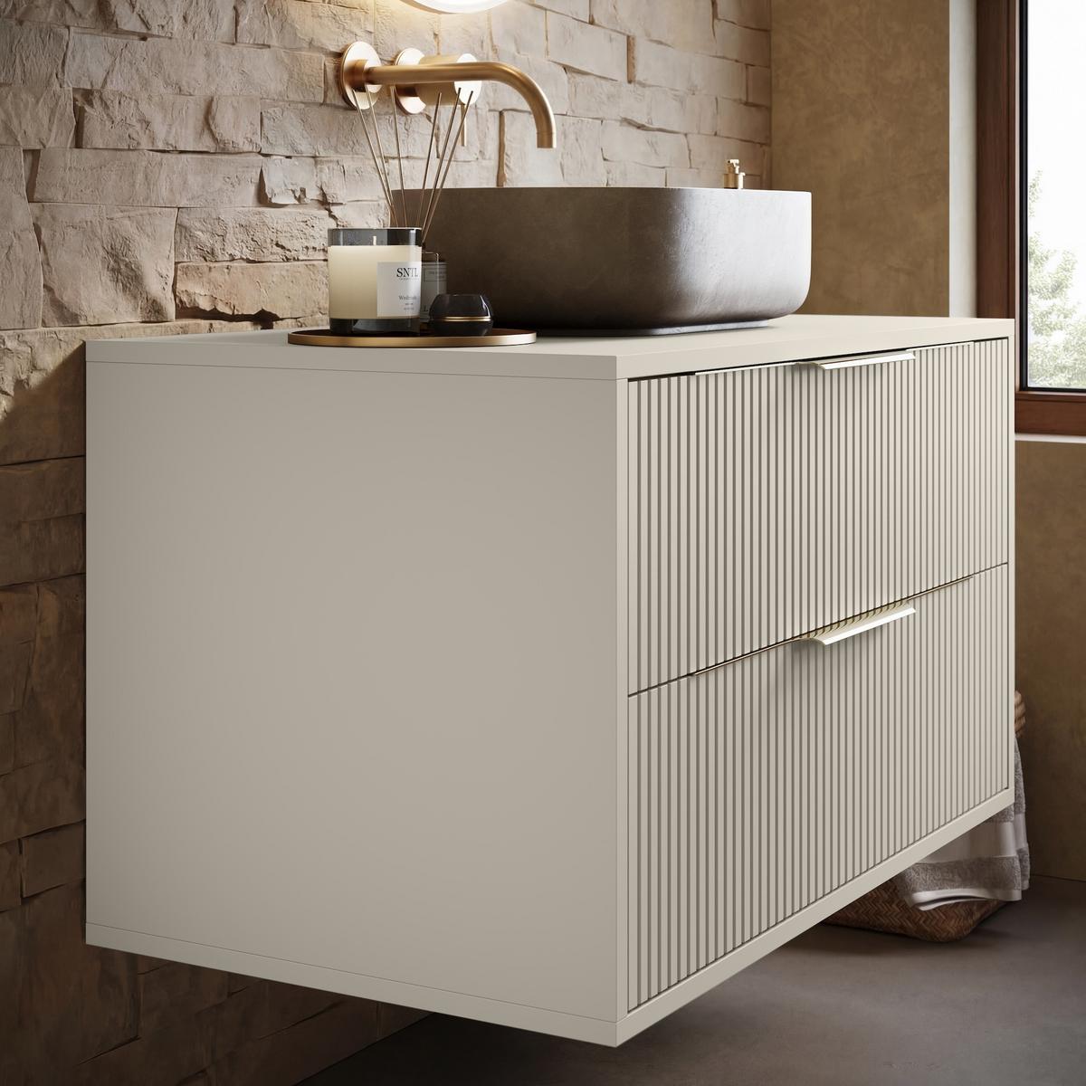 WASCHBECKENUNTERSCHRANK Rimini 2 Schubladen Cashmere - 80 x 46 x 46 cm - Kaschmir, Holz (80/46/46cm) - Badplaats