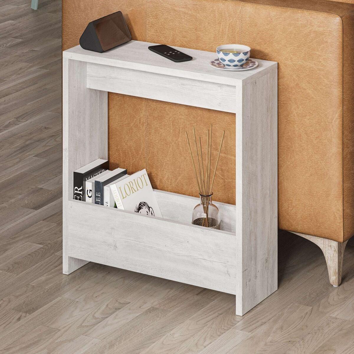 BEISTELLTISCH mit Stauraum 55/20/60 cm - Weiß, Holzwerkstoff (17/20/60cm) - Calicosy