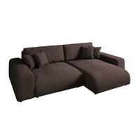 ECKSOFA mit Schlaffunktion, Bettkasten, Wellenunterfederung, seitenverkehrt montierbar B255/T165/H84 cm, Liegefl. 148x196 cm, Cord Dunkelbraun / 21003 - Dunkelbraun/Schwarz, Kunststoff/Textil (255/165cm) - luma-home