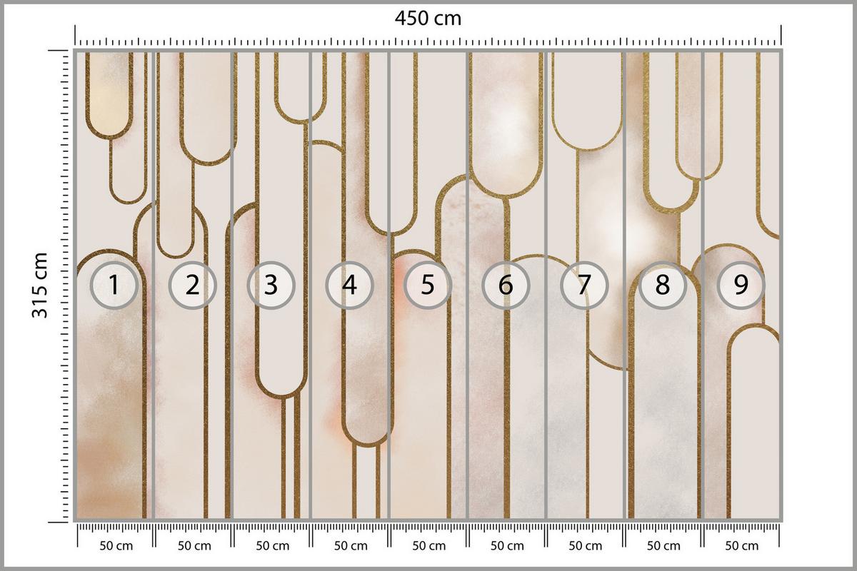 FOTOTAPETE für Wohnzimmer Abstraktion Art Deco 450x315 - Beige/Rosa, Papier (450/315cm) - Muralo