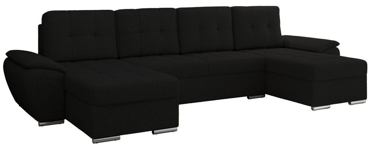 WOHNLANDSCHAFT UMBRIA U Schwarz Boucle - Schwarz/Grau, Textil/Metall (336/85/157cm) - MKS
