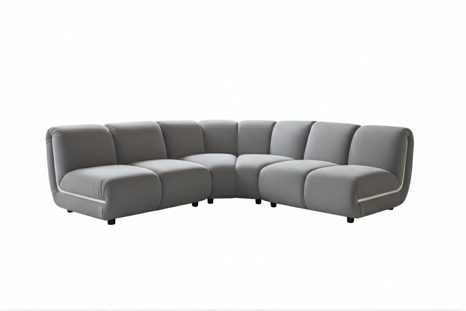 MODULSOFA LAYLA Taupe Velvet - Taupe/Schwarz, Buchenholz/Textil (213/213cm) - KAWOLA