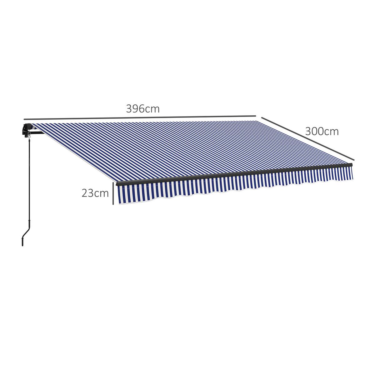 MARKISE, Blau+Weiß, Polyesterstoff, Aluminium - Blau, Metall (300/1/396cm) - Outsunny
