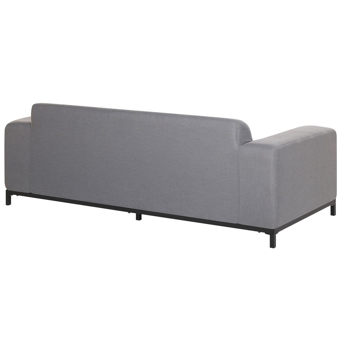 GARTENSOFA 3-Sitzer grau/schwarzes Gestell Rovigo - Schwarz/Grau, Textil (186/68/84cm) - Beliani