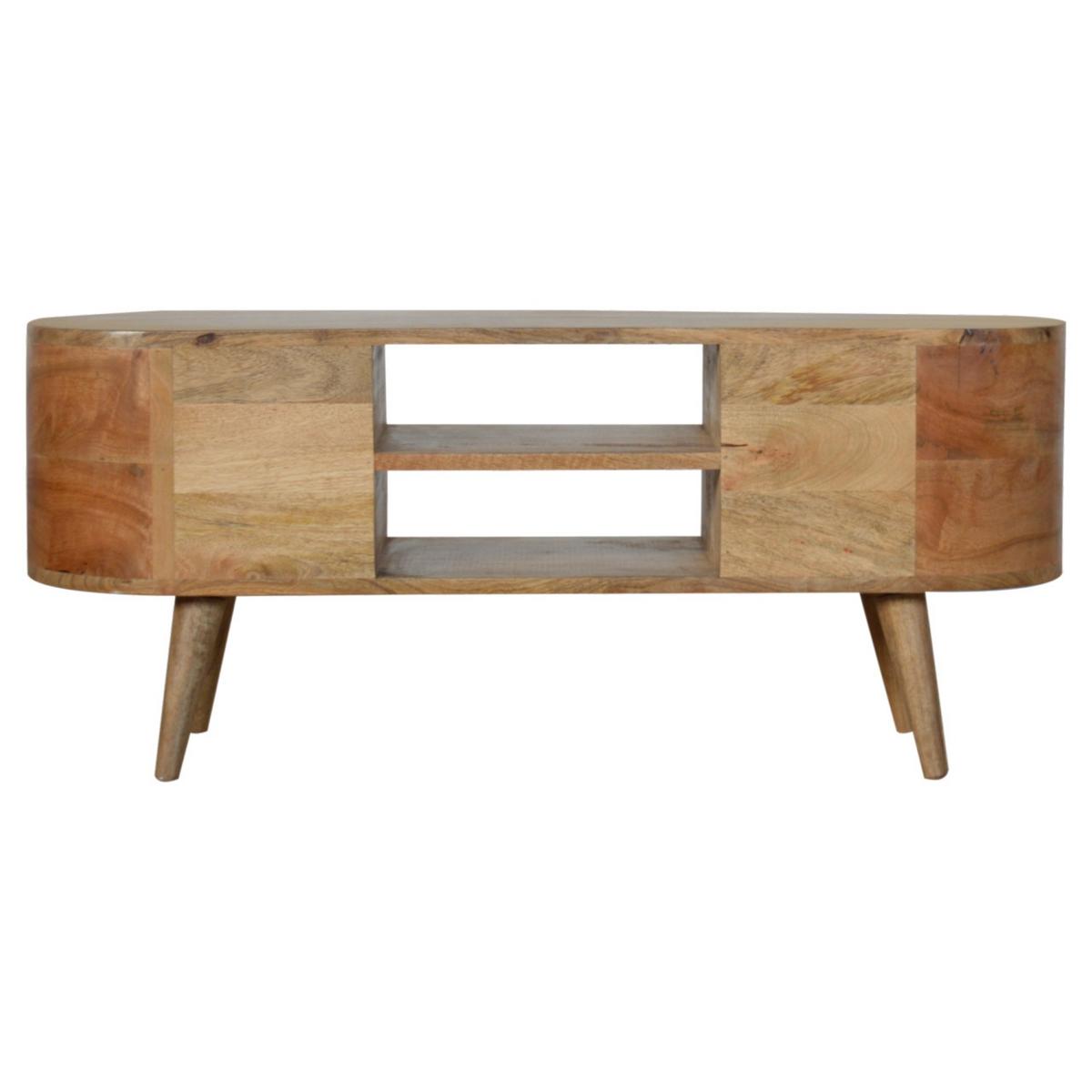 UNTERHALTUNGSEINHEIT mit 4 Schubladen und 2 Regalen, nordische Beine, beige - Messingfarben/Braun, Holz/Metall (110/47/35cm) - Artisan Furniture