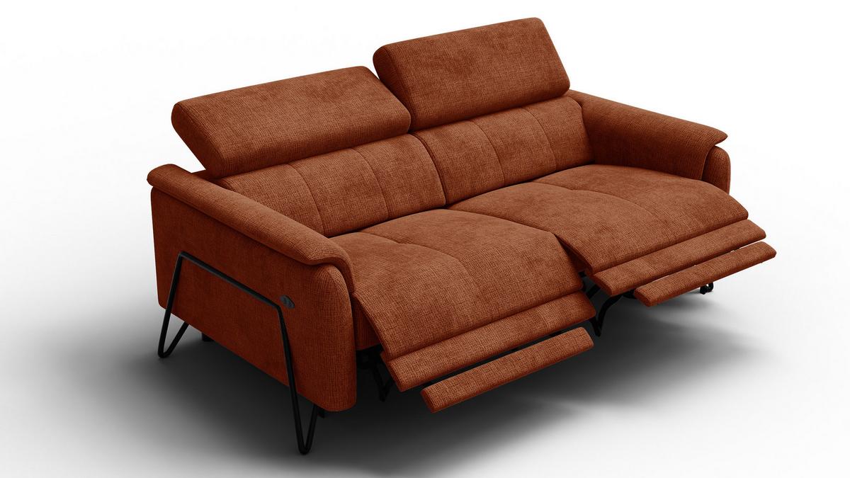 RELAXSOFA RODEN 3-Sitzer, rostrot - Orange, Holz/Textil (194/82/103cm) - Wozimo
