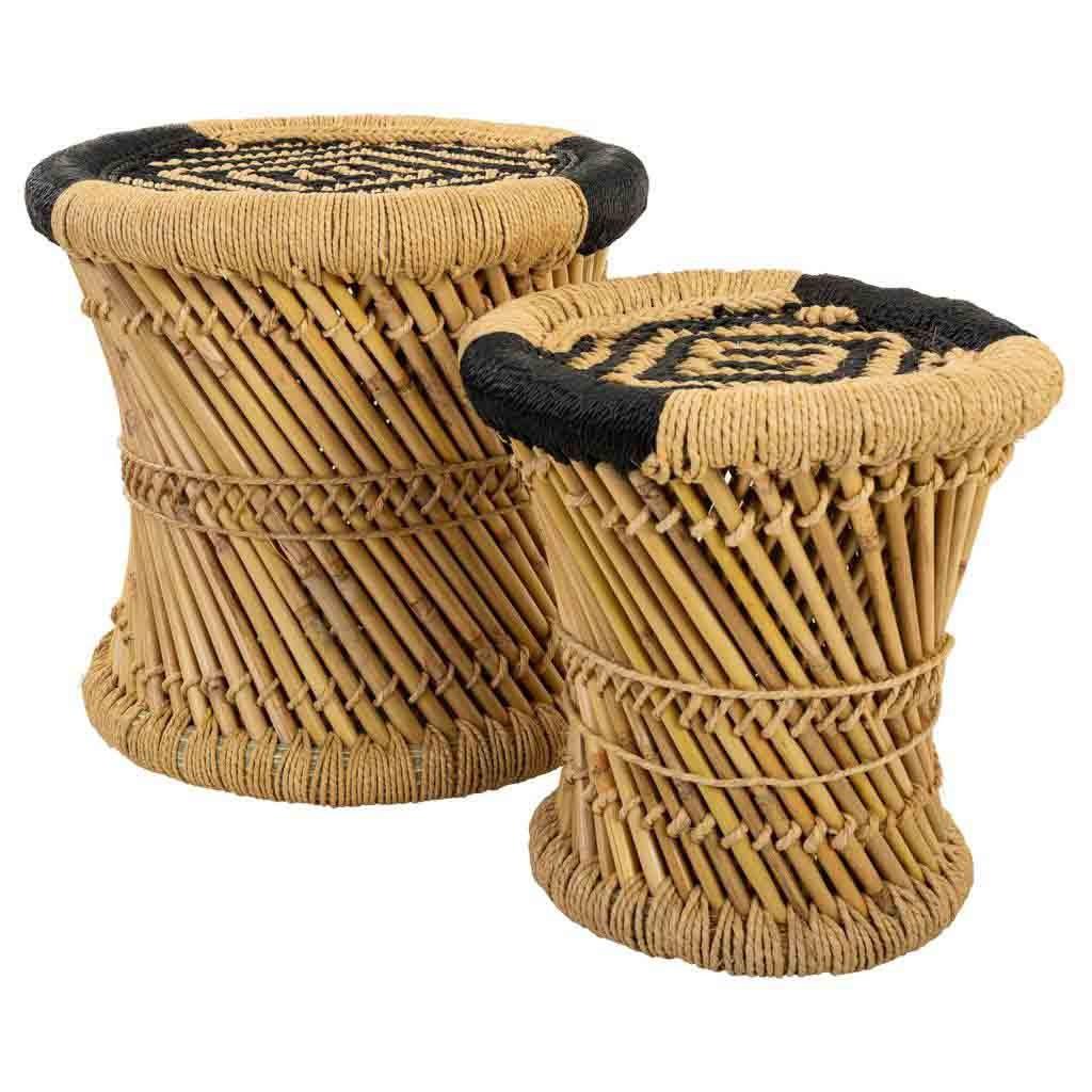 HOCKER aus Bambus und Seil, 2-tlg. - Multicolor, Naturmaterialien (38/38/38cm) - Wanderlust