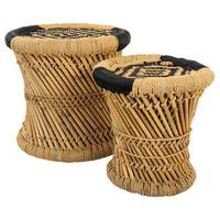 HOCKER aus Bambus und Seil, 2-tlg. - Multicolor, Naturmaterialien (38/38/38cm) - Wanderlust