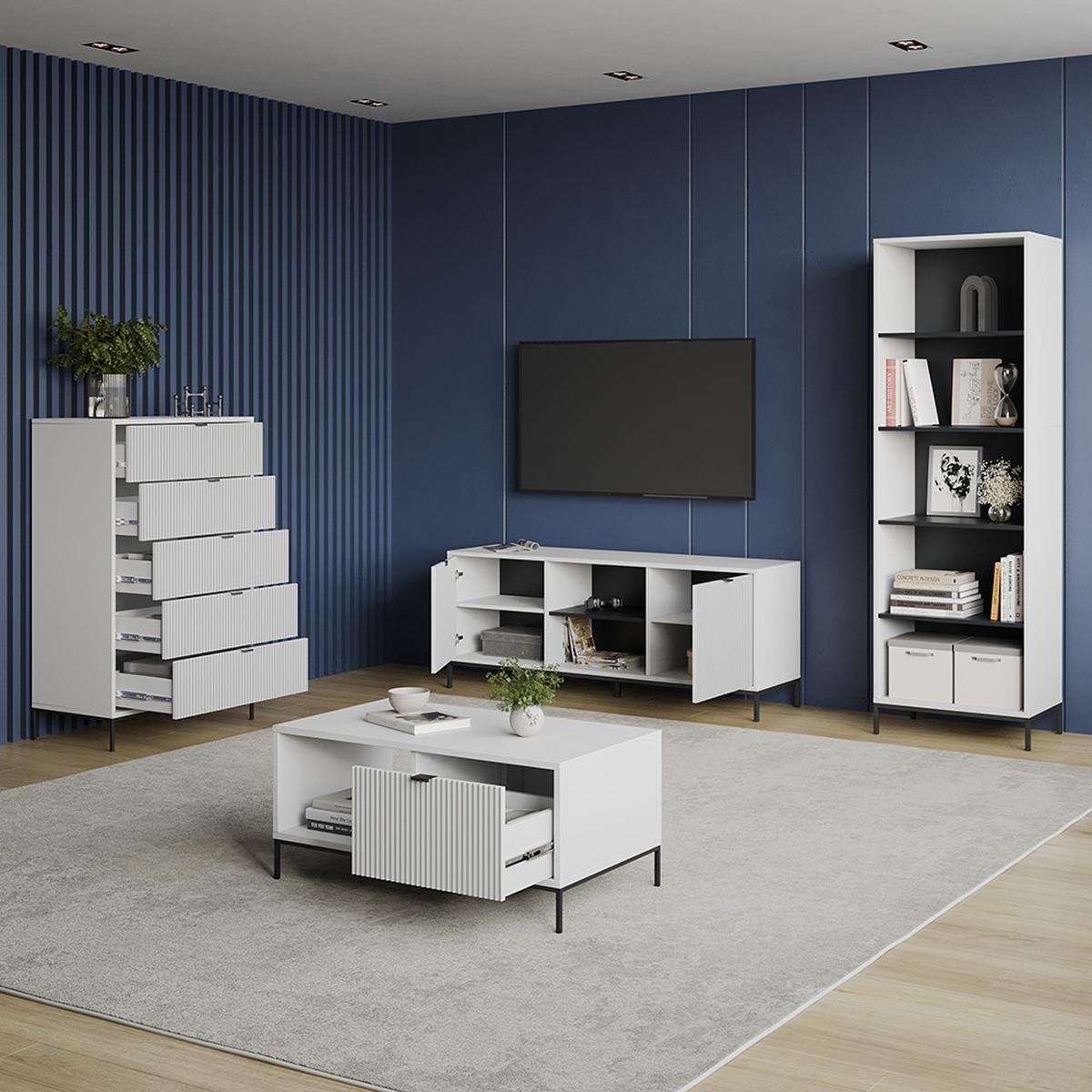 BÜCHERREGAL Aterno Weiß mit 5 Fächern - Weiß, Holzwerkstoff (60/180/40cm) - Livinity®