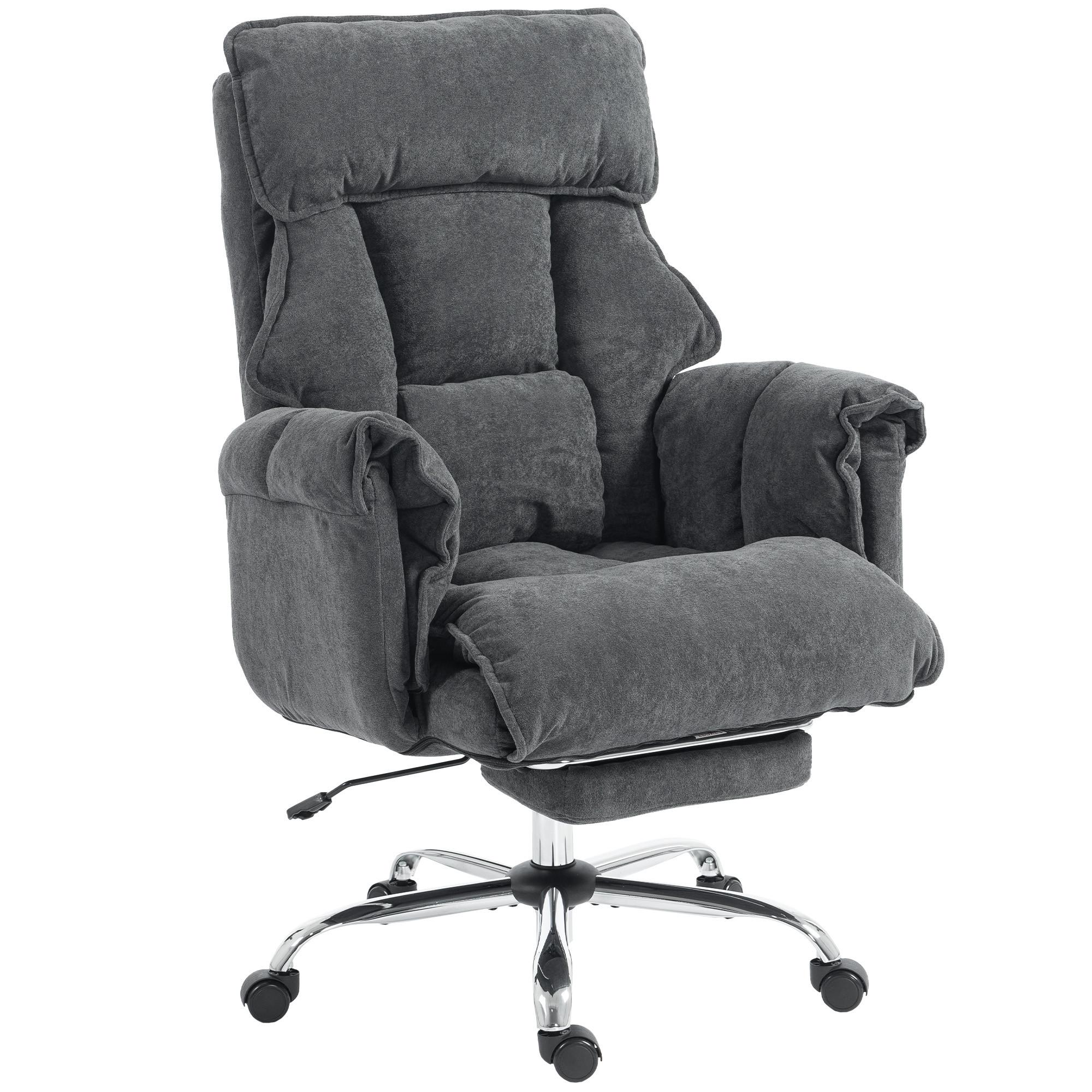 BÜROSTUHL höhenverstellbar Dunkelgrau 80/80/106 cm - Dunkelgrau/Silberfarben, Textil/Metall (80/114/80cm) - HOMCOM