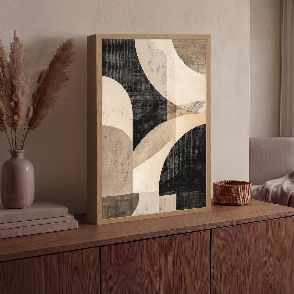 WANDLEUCHTE MIT AKKU Abstrakt - Formen - Modern - Beige 40x60 cm - Grau, Holzwerkstoff (40/60/8cm) - OnlyWow