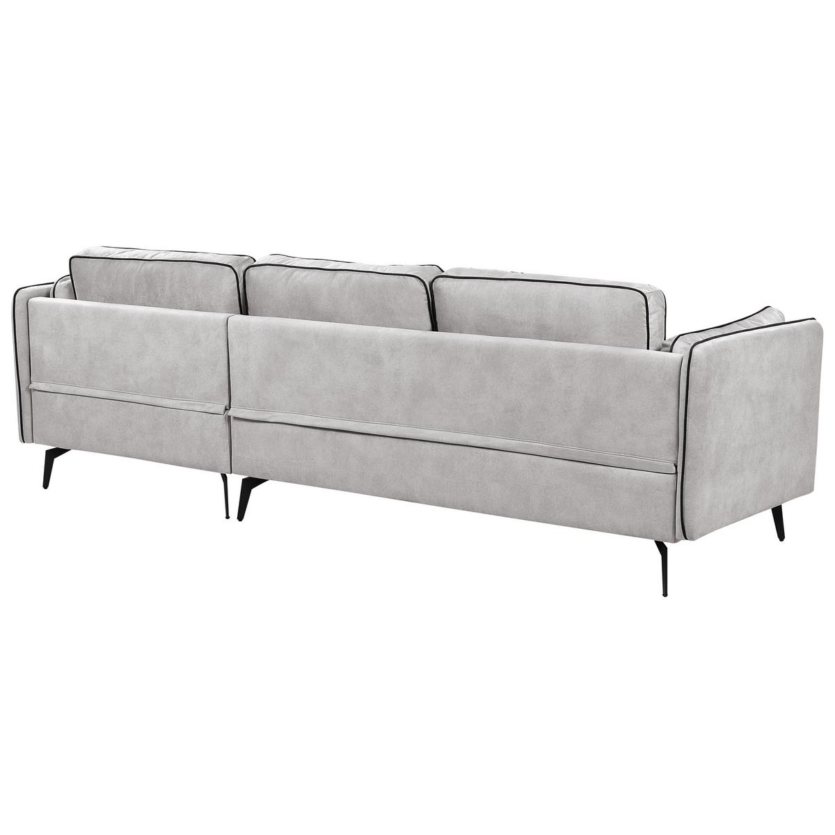 3-SITZER-ECKSOFA Samtstoff Hellgrau Altan - Hellgrau, Textil (268/157cm) - Beliani
