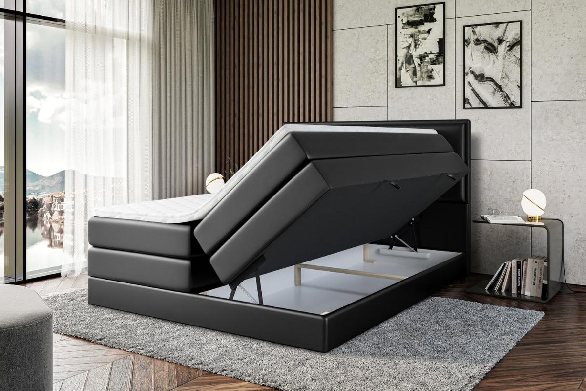 BOXSPRINGBETT AURA KING - 140 x 200 - H3/H4 - Schwarz Hochglanz - Schwarz Hochglanz, Holzwerkstoff (140/200cm) - ALTDECOR