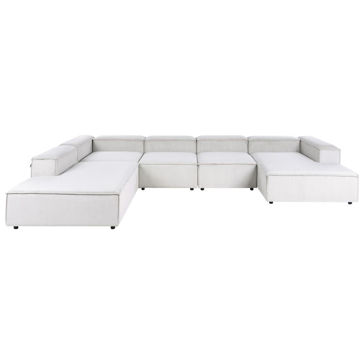 ECKFSOFA Modul 5-Sitzer rechtsseitig Cremeweiß Cord Ardal - Creme/Schwarz, Textil (414/269cm) - Beliani
