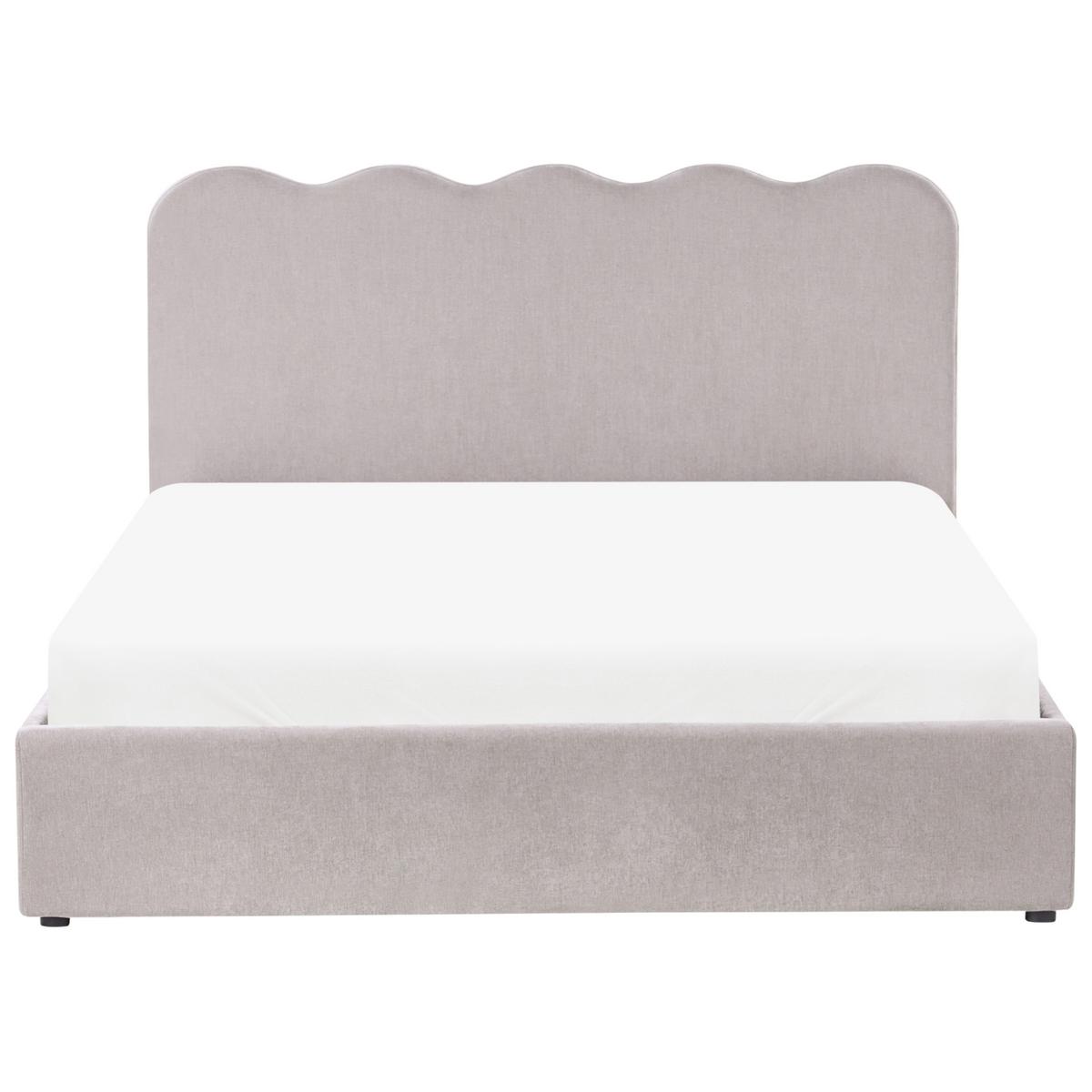 BETT mit Stauraum 160/200 cm Chenillegewebe Taupe Nanterre - Taupe, Textil (160/200cm) - Beliani