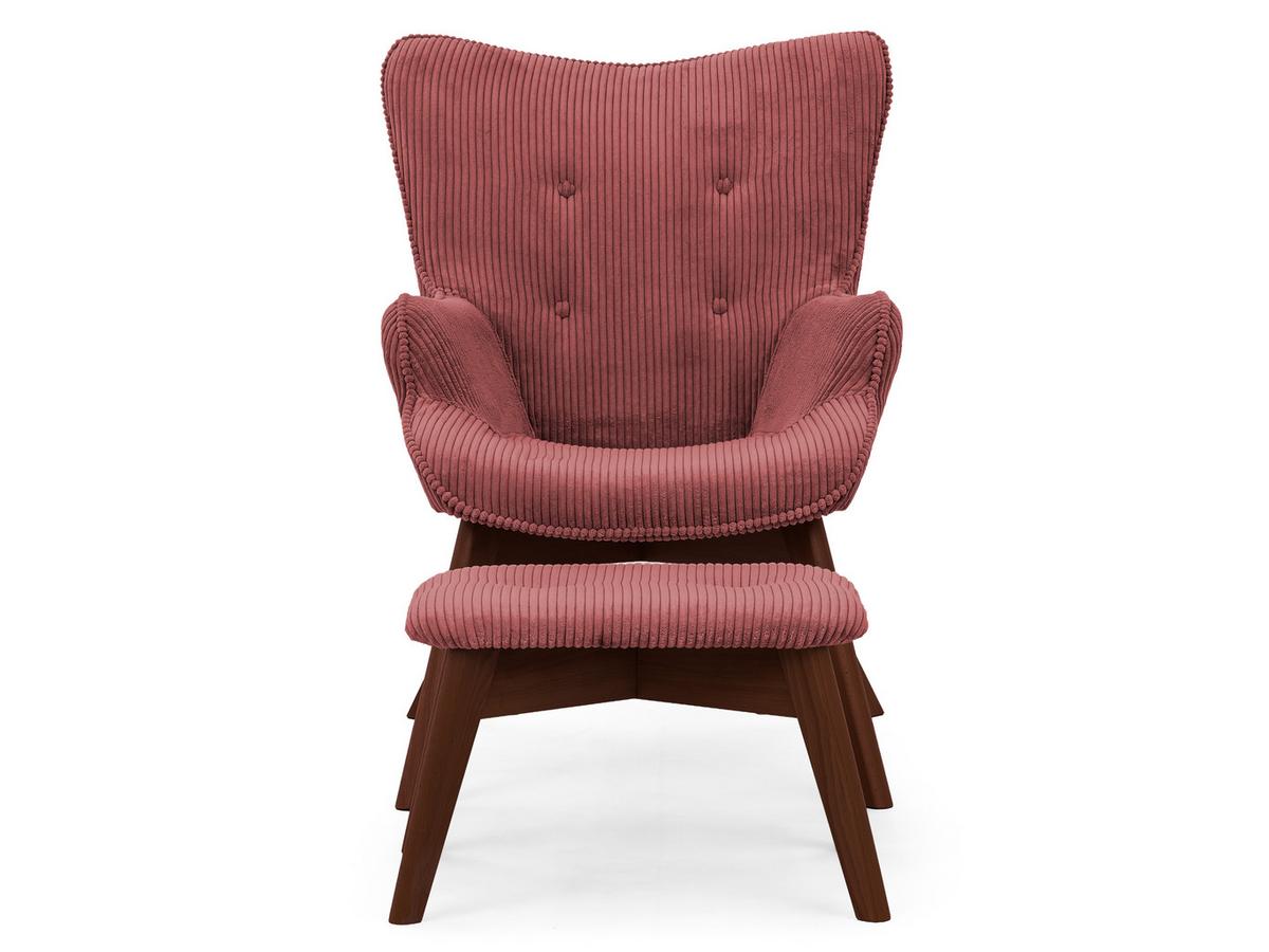 LOUNGESESSEL mit Fußhocker Lenari Terrakotta Cordstoff mit Füßen in Braun - Terracotta/Braun, Holz/Textil (71/96/86cm) - S-Style Möbel