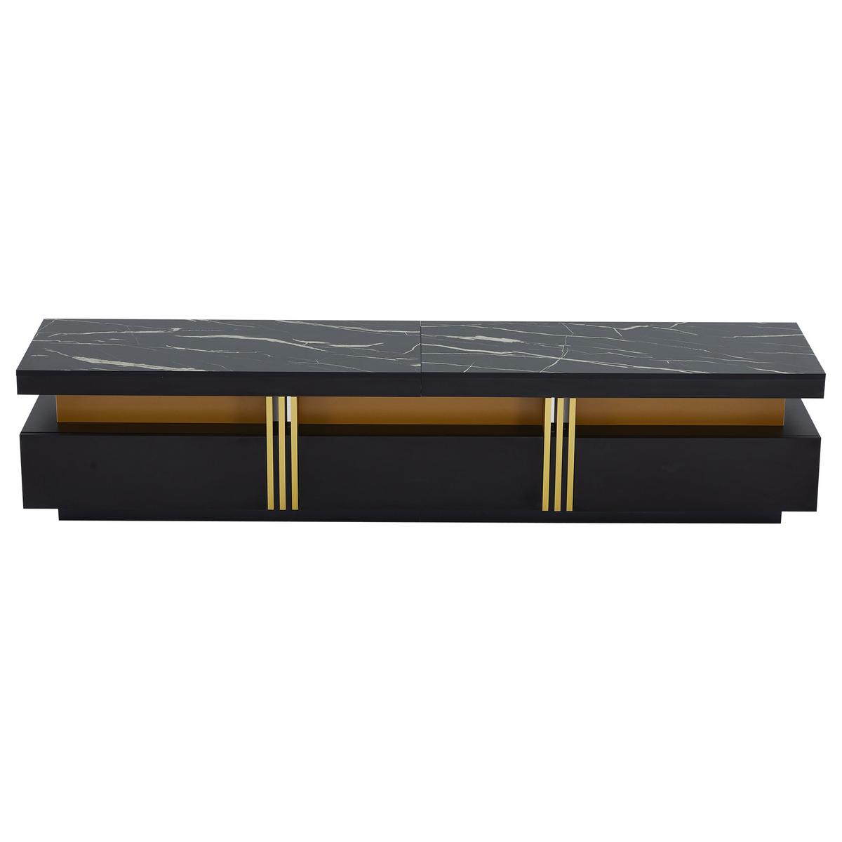 TV-MÖBEL Schwarz 200/40/42 cm - Weiß, Holzwerkstoff (40/42/200cm) - Urban Meuble