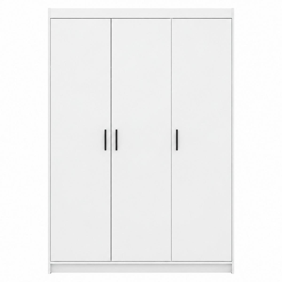 DREHTÜRENSCHRANK Elena mit 3 Türen, ohne Spiegel, Weiß - Weiß, Holzwerkstoff (130/190/53cm) - Beautysofa