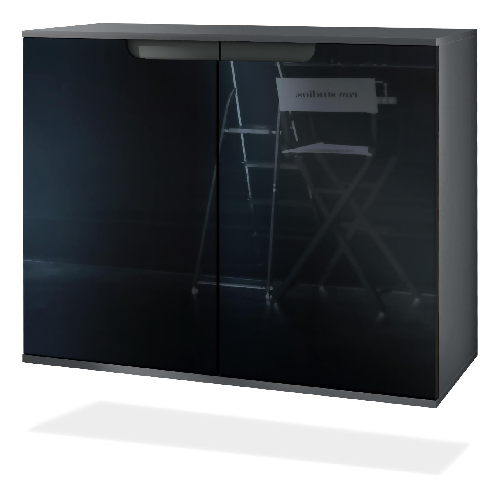 KOMMODE Sylt Schwarz Hochglanz - Schwarz Hochglanz, Holzwerkstoff (92.5/73.5/35cm) - Vladon