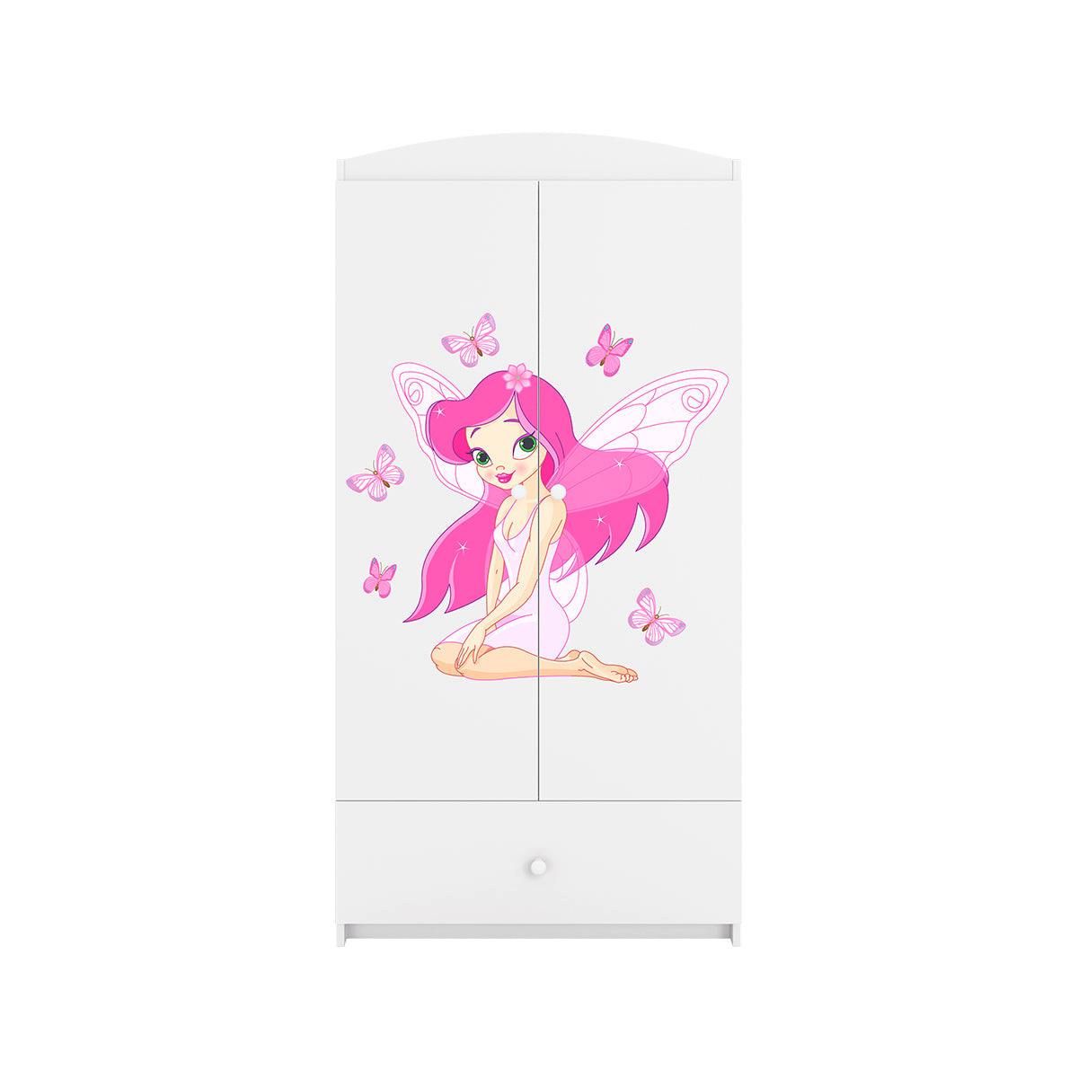 BABYKLEIDERSCHRANK 2 Türen Weiß - Pink/Weiß, Holzwerkstoff (90/187/57cm) - Petits-meubles