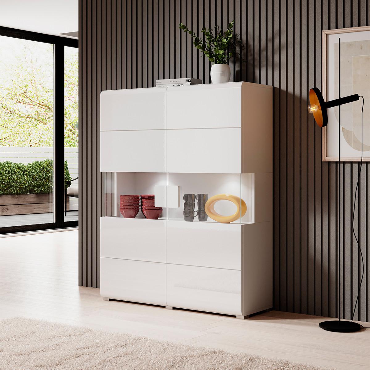 GESCHIRRSCHRANK Jules Weiß - Weiß, Holzwerkstoff (122/152/39cm) - Petits-meubles