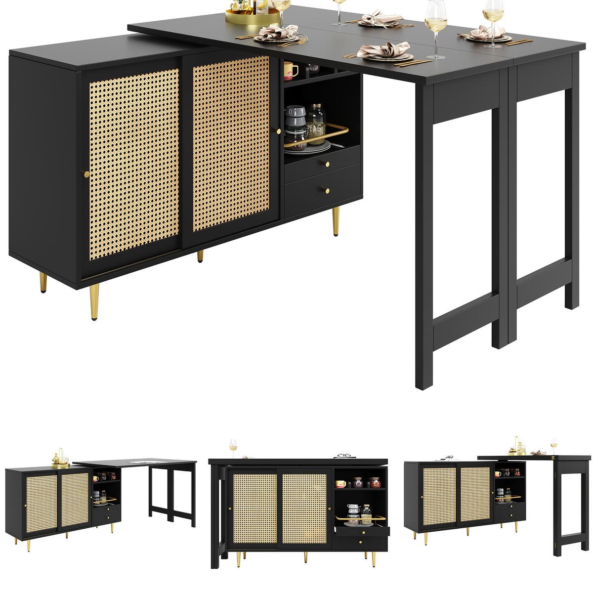 BARTISCH Schwarz 107/40/71,4 cm - Schwarz, Holzwerkstoff (40/76/187cm) - Urban Meuble