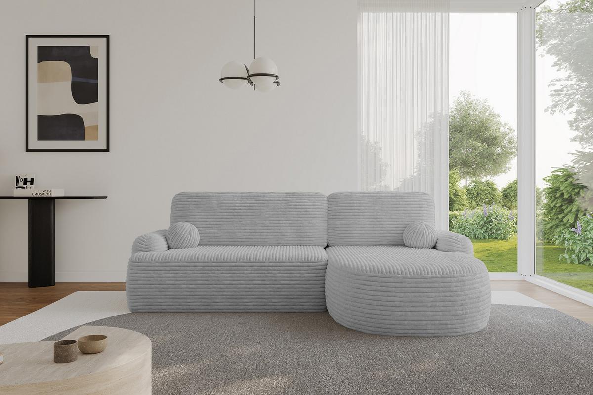 ECKSOFA mit Schlaffunktion und Bettkasten LIRA-L - 264x172x89 Hellgrau - Hellgrau, Holzwerkstoff/Textil (172/264cm) - ALTDECOR