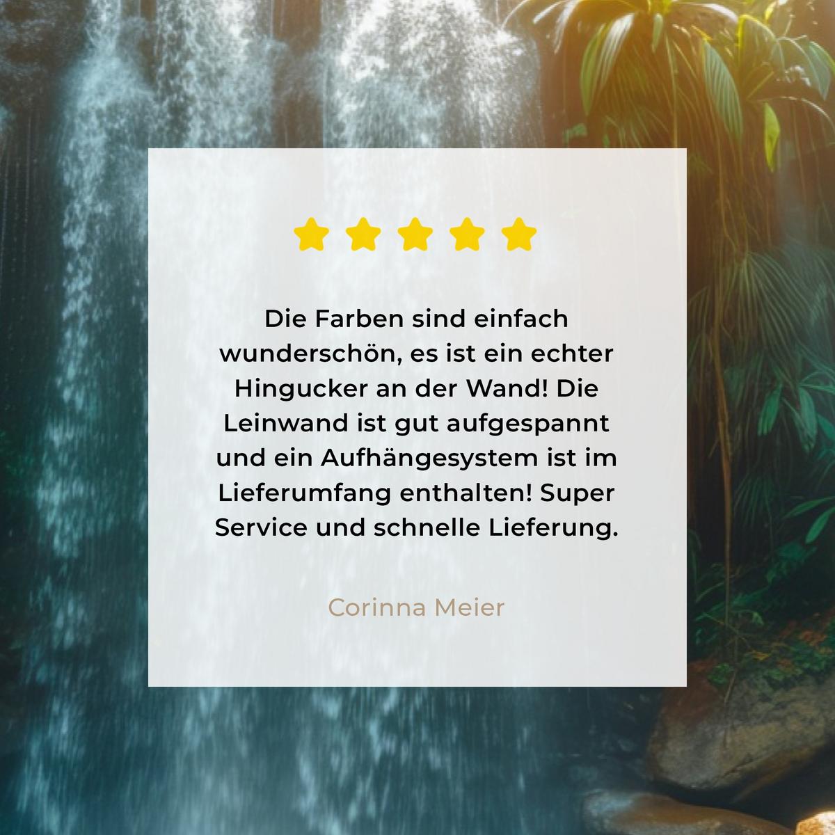 LEINWANDBILD Wasserfall - Dschungel - Sonne - Grün - Natur Gemälde 60x40 cm - Grün, Textil (60/40cm) - MuchoWow