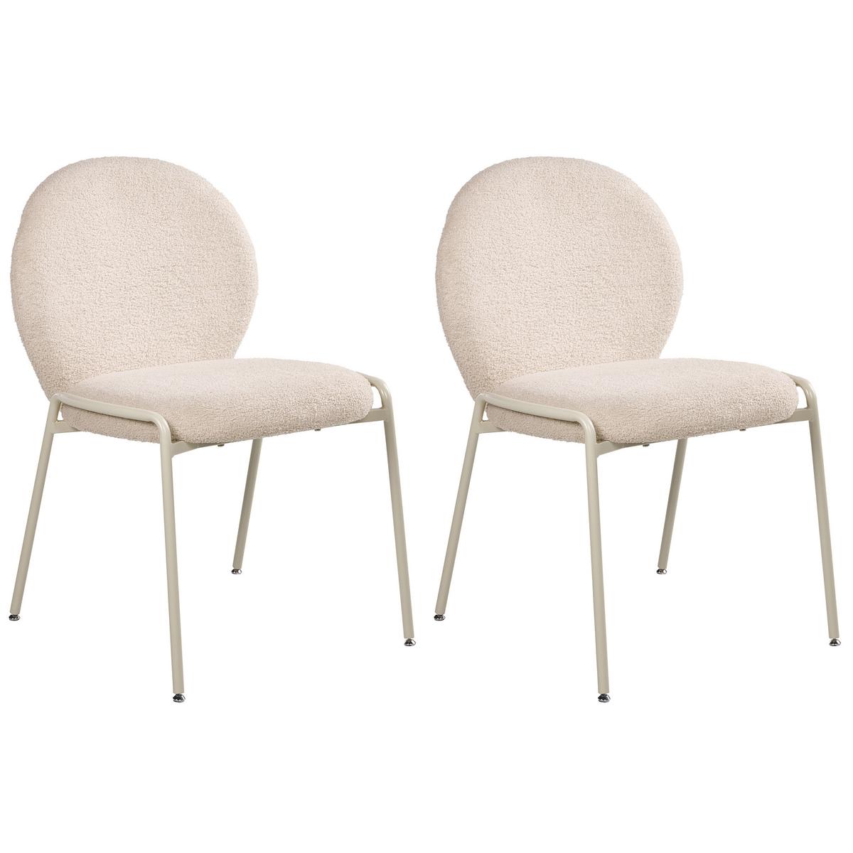 STUHL 2er-Set Bouclé Hellbeige Ellie - Beige, Textil (56/83/65cm) - Beliani