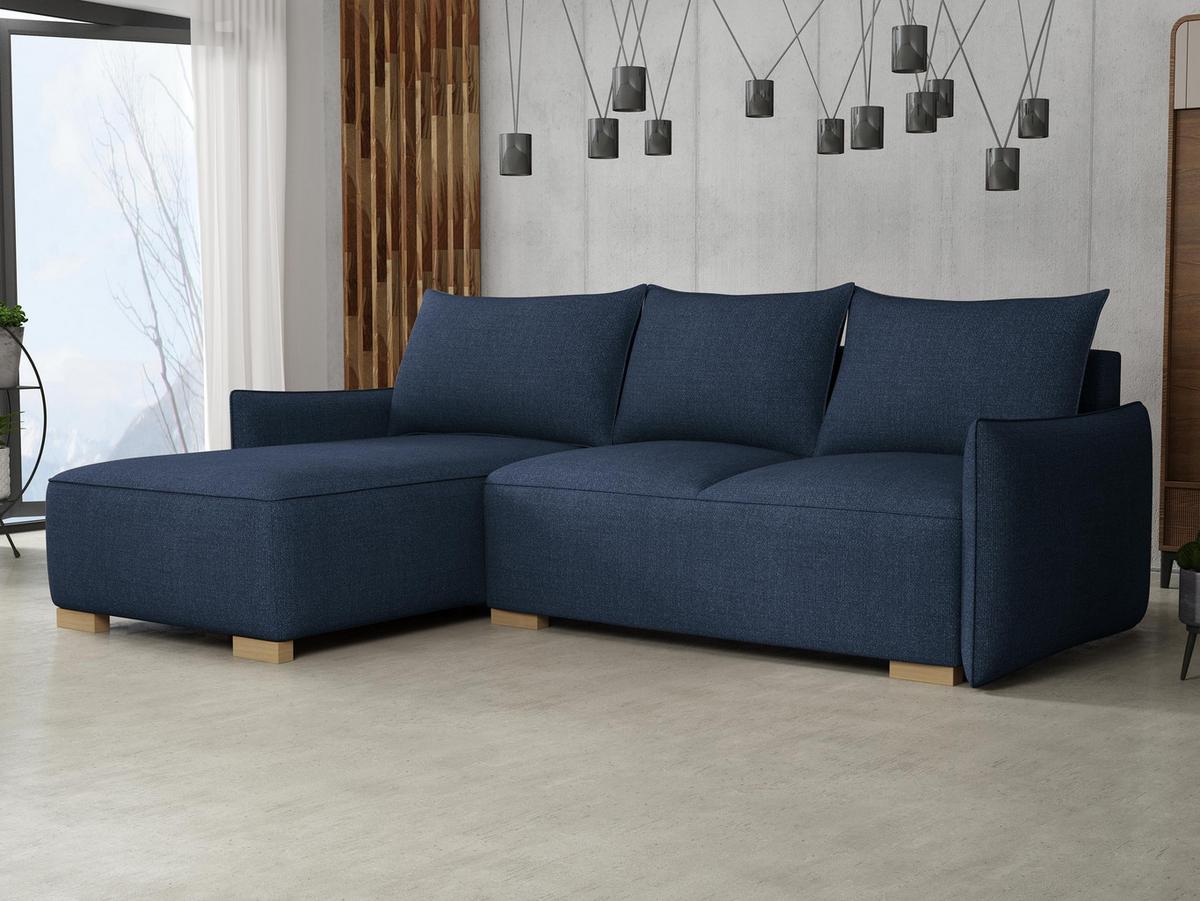 ECKSCHLAFSOFA Focus L - Blau/Naturfarben, Holz/Textil (240/155cm) - MIRJAN24