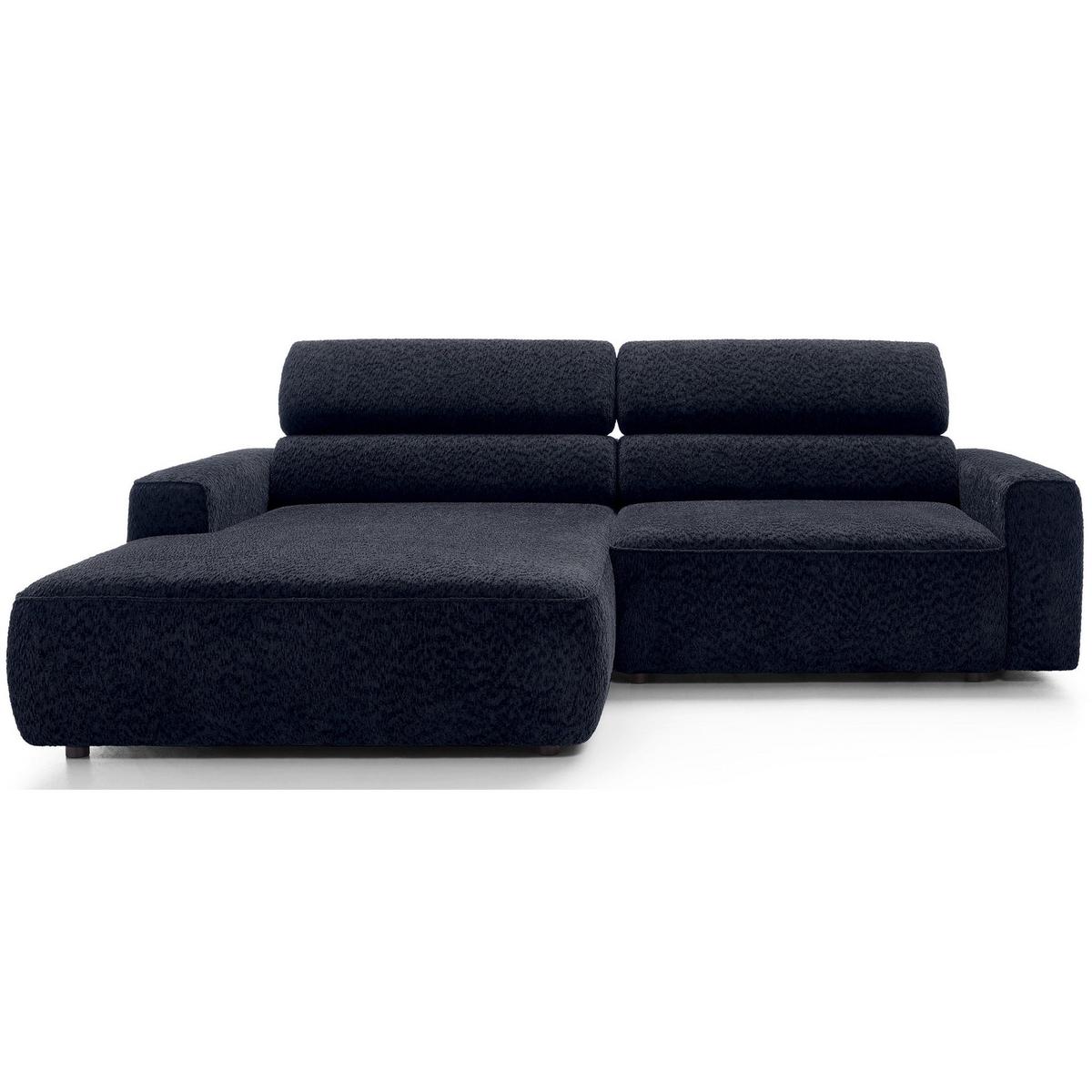 ECKSOFA Fando Navyblau Chenille - Schwarz/Dunkelblau, Kunststoff/Textil (252/182cm) - Selsey