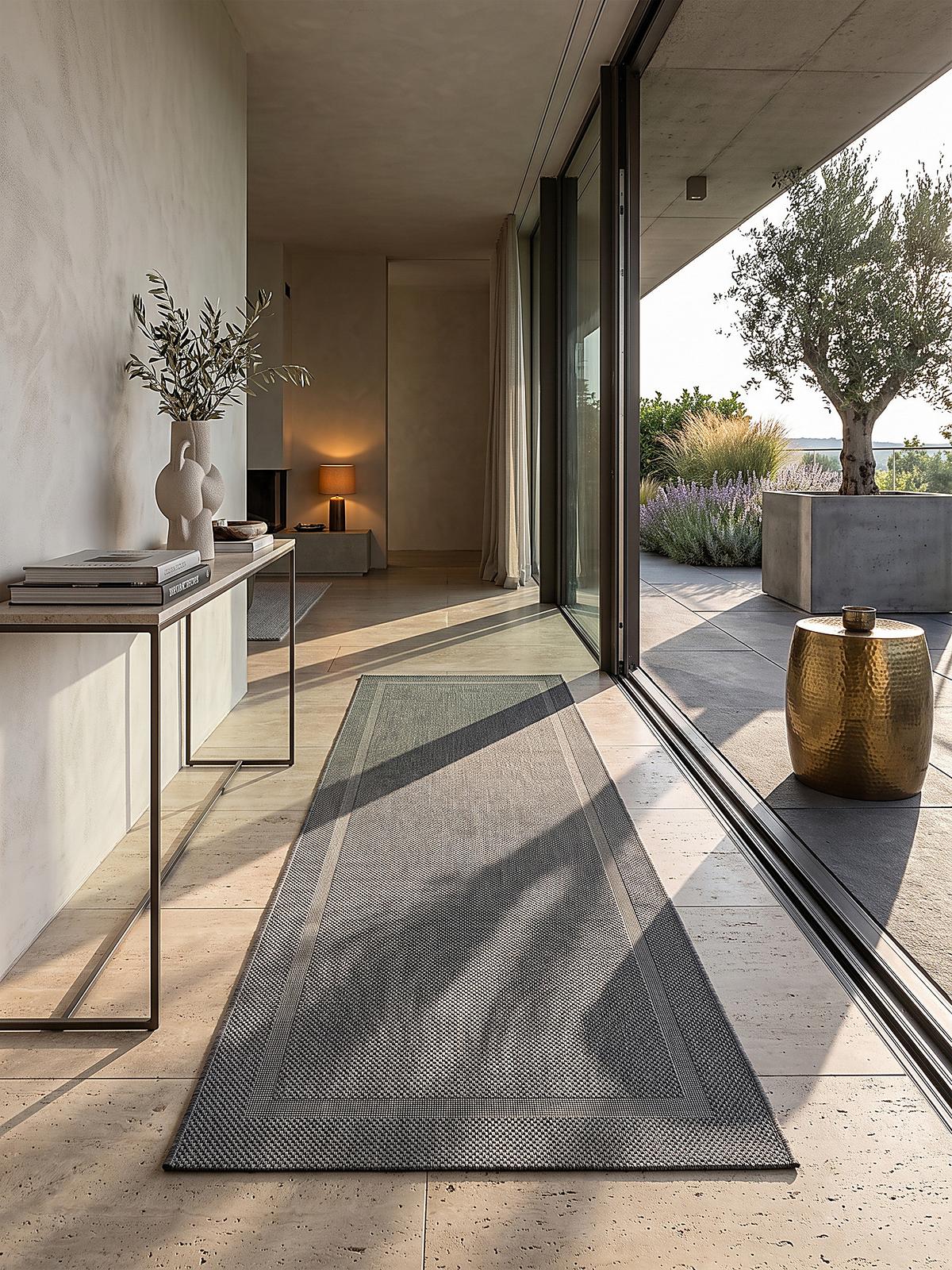 TEPPICHLÄUFER Bordüre BORNO Polypropylen Anthrazit 80 x 200 cm - Anthrazit, Textil (80/200cm) - KADIMA DESIGN