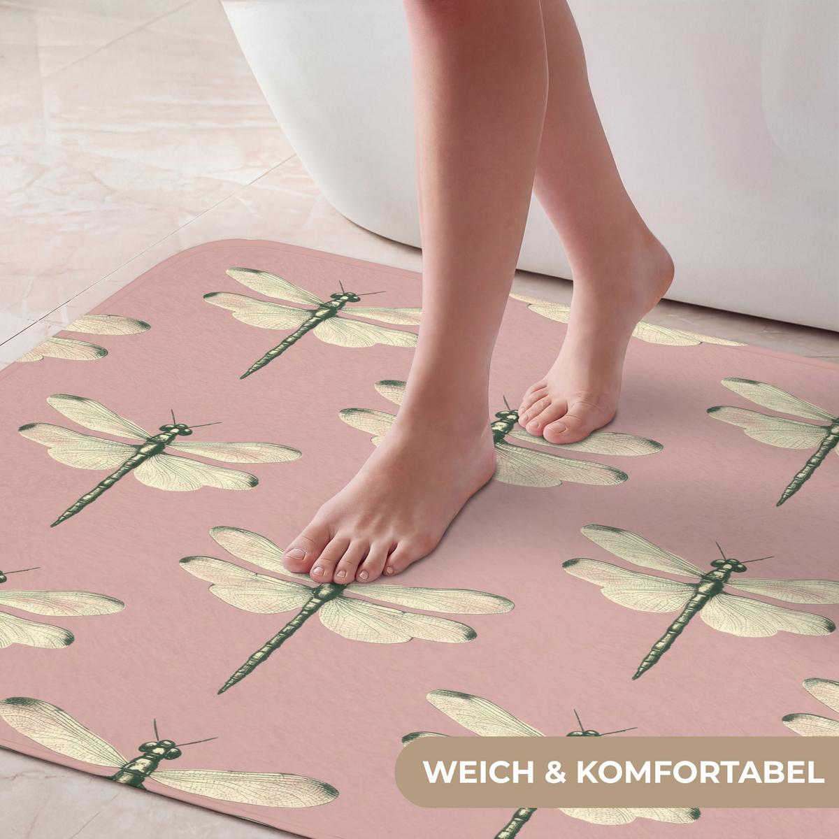 BADEMATTE Lillibells - Muster - Rosa 90x60 cm - Rosa, Textil (90/60cm) - OnlyWow