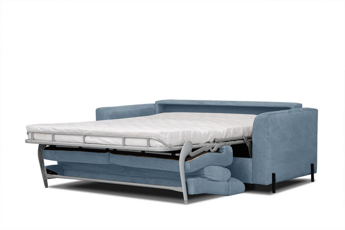SOFA MEZO 3-Sitzer mit Schlaffunktion, blau - Blau/Schwarz, Holz/Textil (232/90/107cm) - Wozimo