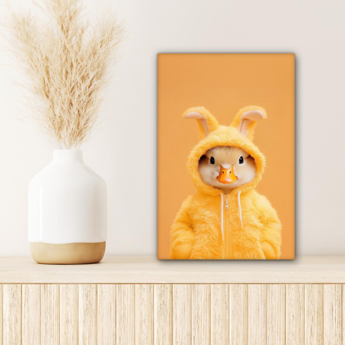 LEINWANDBILD Osterhase - Kostüm - Ente Deko Wohnzimmer 20x30 cm - Gelb, Textil (20/30cm) - MuchoWow