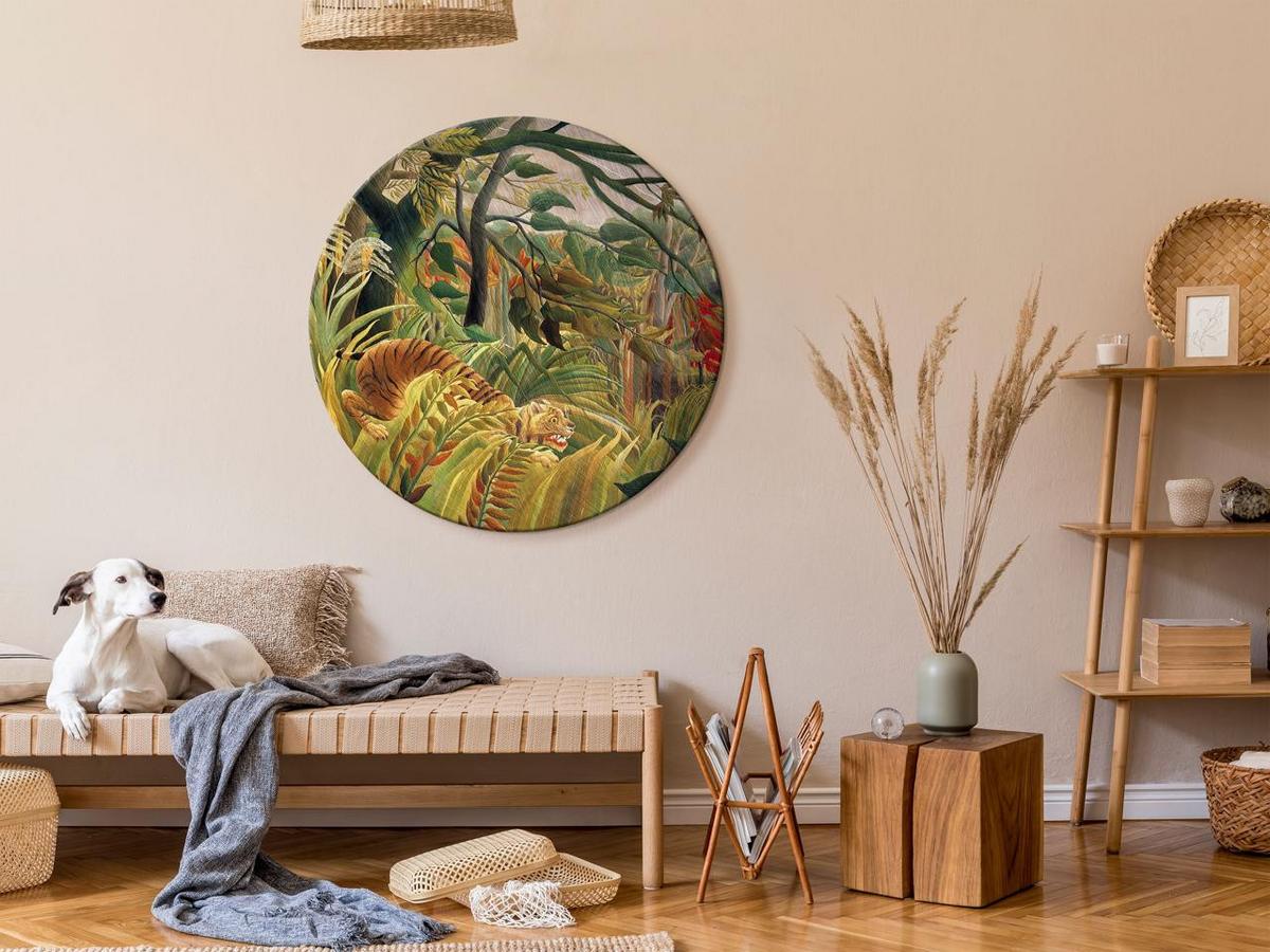 RUNDES BILD Braun 40/40 cm - Braun/Grün, Textil (40/40cm) - KUNSTLOFT