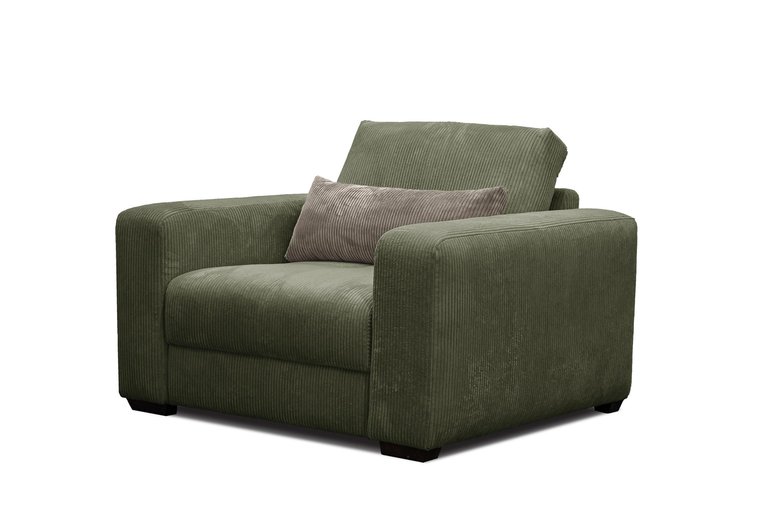 SESSEL OLI in Cordstoff olivgrün - Olivgrün, Holz/Textil (130/91/108cm) - Wozimo
