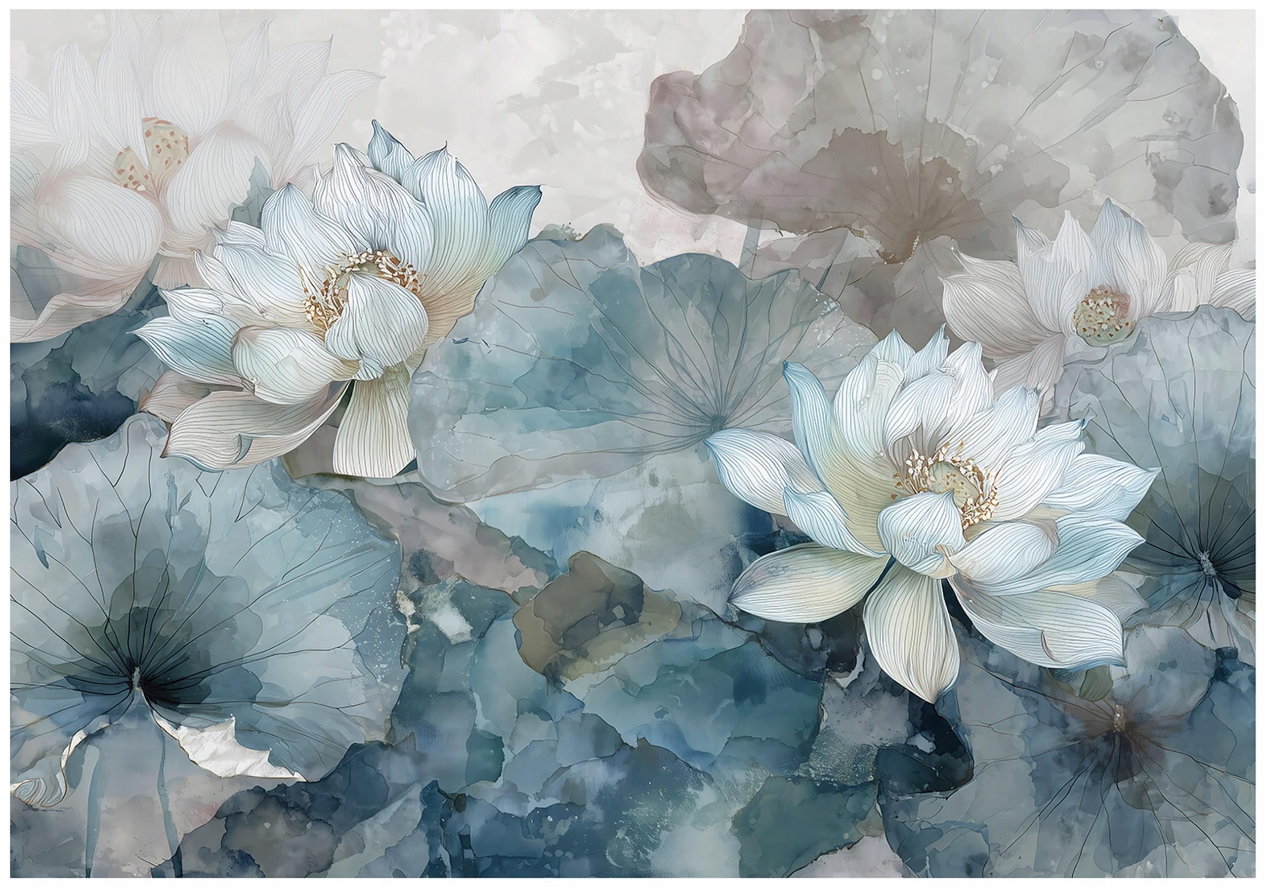 FOTOTAPETE Blumen Beton Blau 250x175 cm - Multicolor, Papier (250/175cm) - Wallarena
