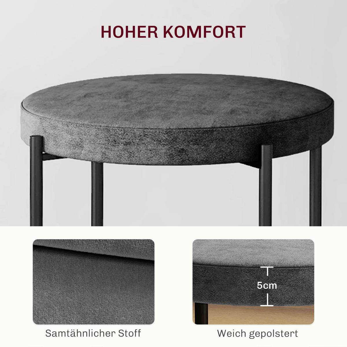 4ER-SET Esszimmerhocker Esszimmerstühle Küchenstuhl modern Polyester Metall Grau - Grau, Kunststoff (41.5/46/41.5cm) - HOMCOM