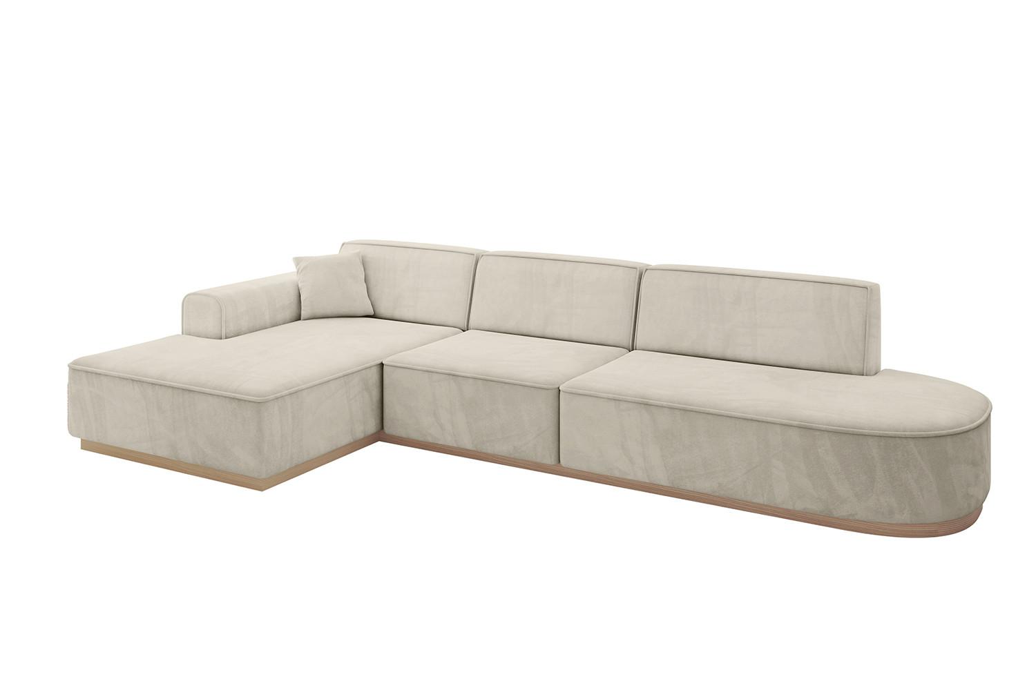 ECKSOFA Ottomane Links IREA-L2 - 328x171x83 cm Dunkelgrau - Ecru, Holzwerkstoff/Textil (328/171cm) - ALTDECOR