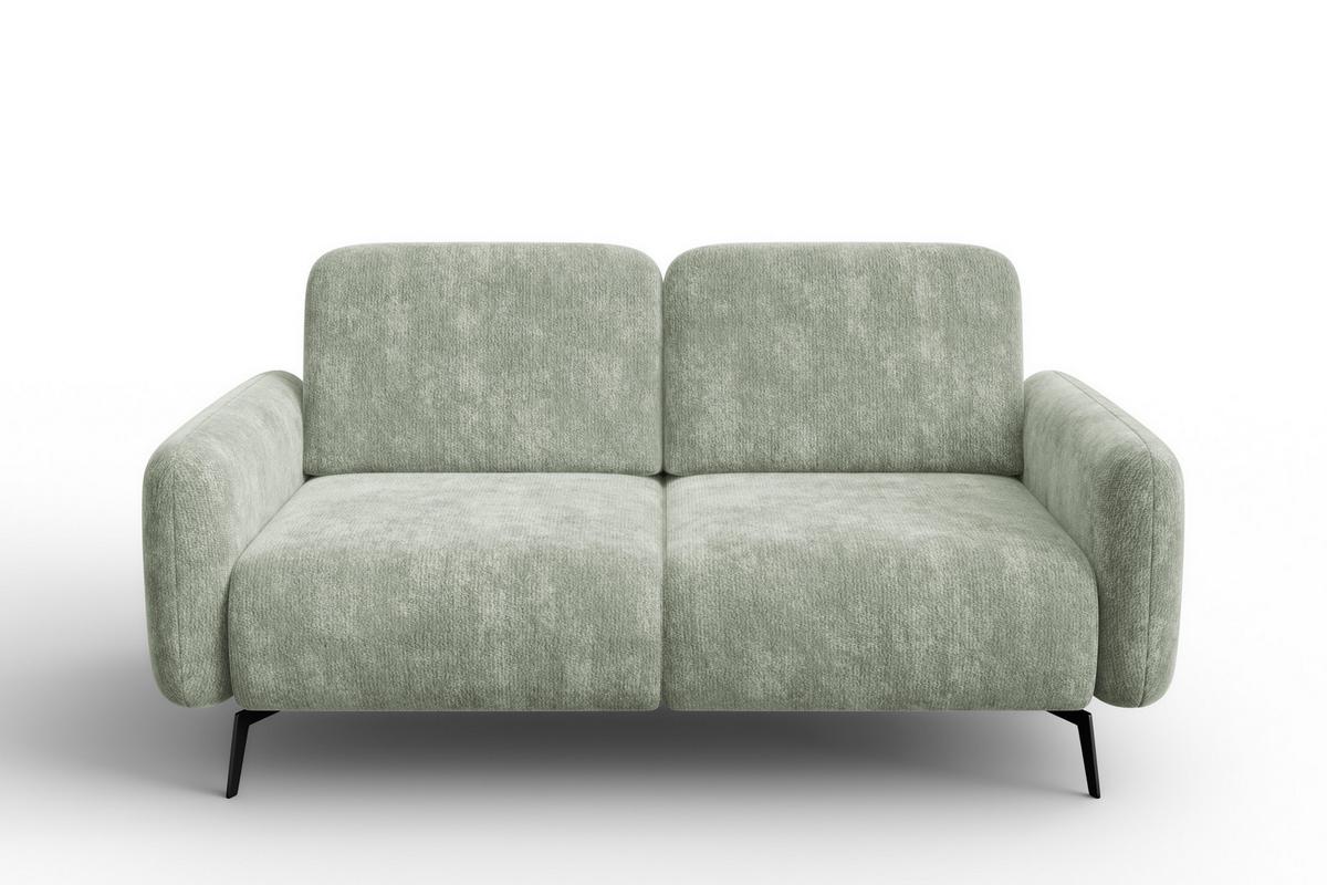 SOFA FEBE 2-Sitzer, hellgrüner Chenille-Stoff - Schwarz/Hellgrün, Holz/Textil (160/82/96cm) - Wozimo
