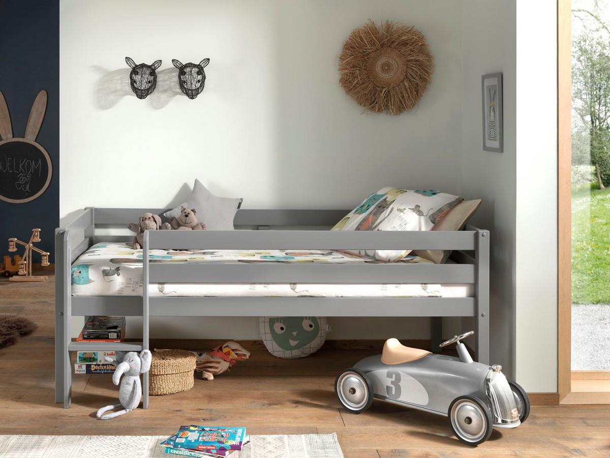 KOJENBETT Karolina 208x83x105 aus Massivholz in Grau - Hellgrau, Holz (90/200cm) - 58aufmkessel