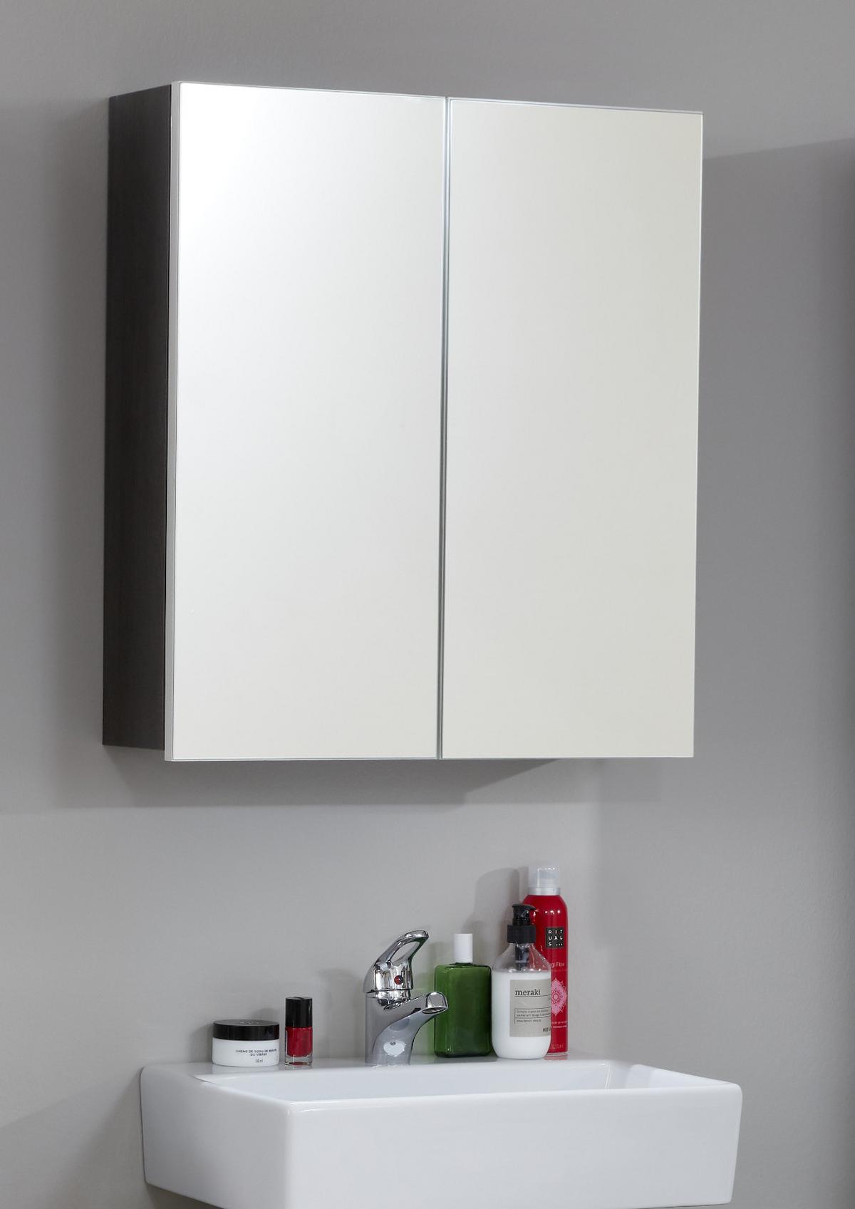 SPIEGELSCHRANK grau Rauchsilber, Badschrank 2-türig 60 x 67 cm - Grau, Glas/Holzwerkstoff (60/67/18cm) - Top.Furn
