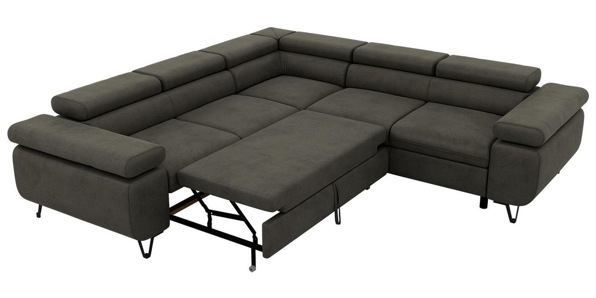 ECKSOFA QUADRO L - Anthrazit Velvet - Rechts Seite - Anthrazit/Schwarz, Textil/Metall (269/269cm) - MKS