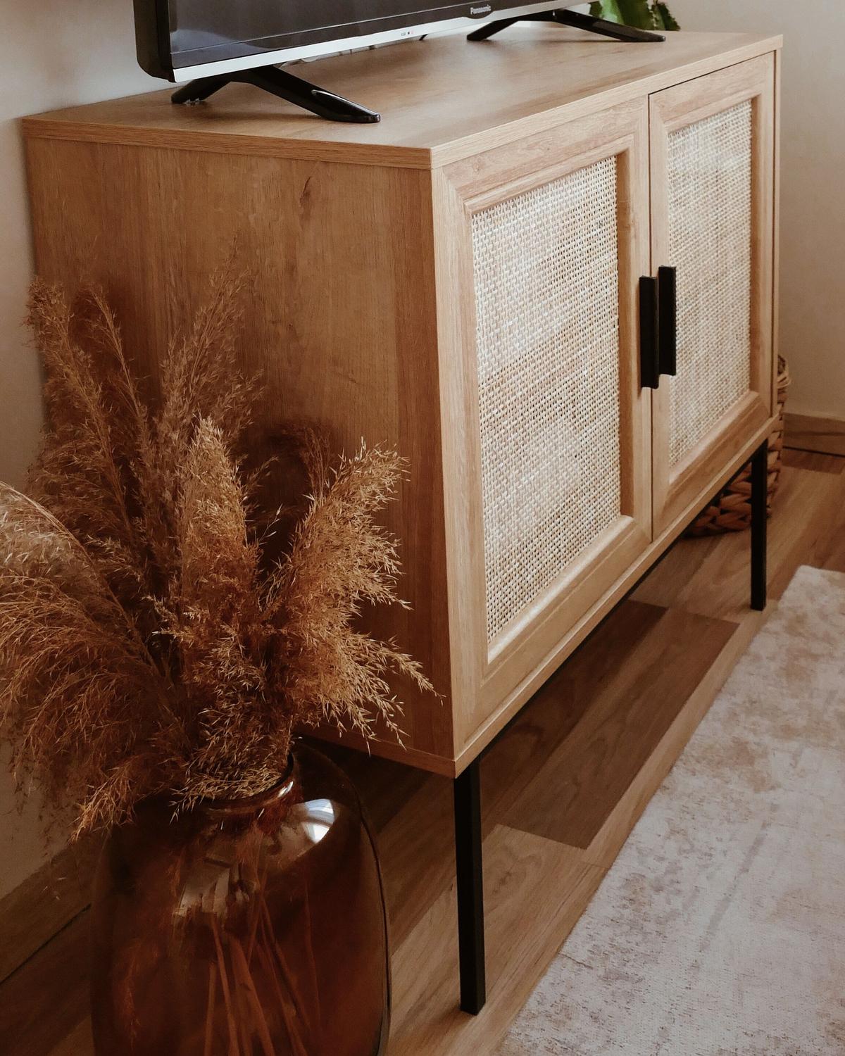 SIDEBOARD Heller Holzfarbton Pasco - Hellbraun/Schwarz, Holzwerkstoff (80/72/40cm) - Beliani